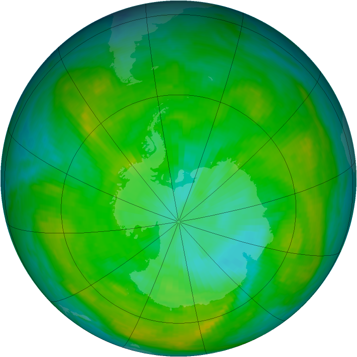 Antarctic ozone map for 10 January 1979